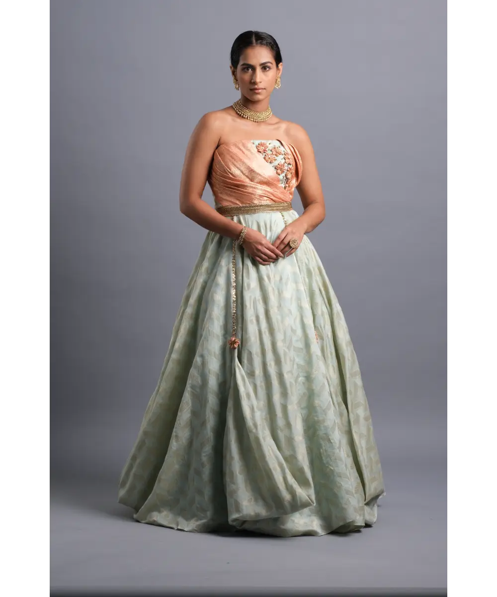 AASTHA SOOD - Pistachio Green Chanderi Gown